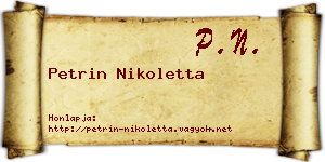 Petrin Nikoletta névjegykártya
