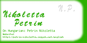 nikoletta petrin business card